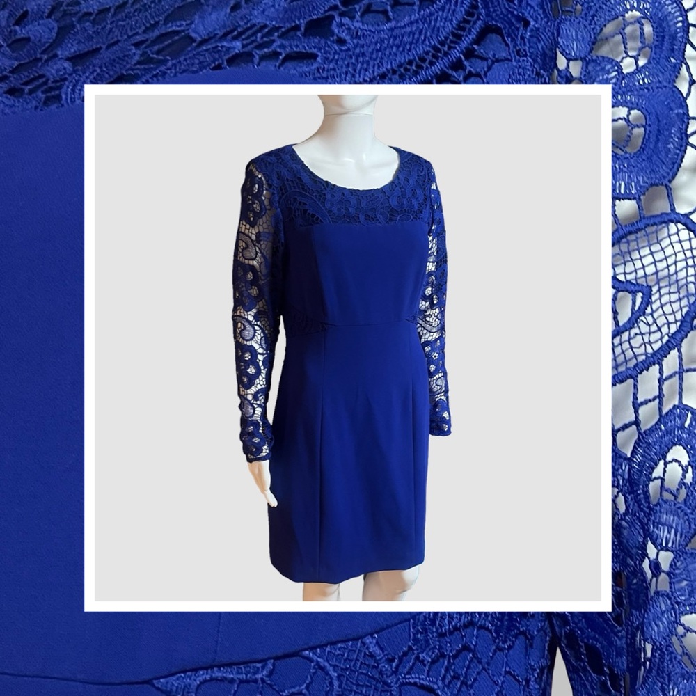 ANTONIO MELANI Blue Sheath Long Sleeve Dress
